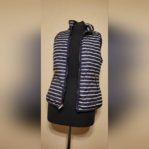 Navy Striped Women's Puffer Vest